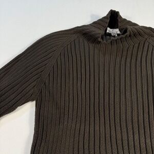 Peruvian Connection Mens Ribbed Mock Neck Sweater XL Dark Olive Long Sleeve Knit